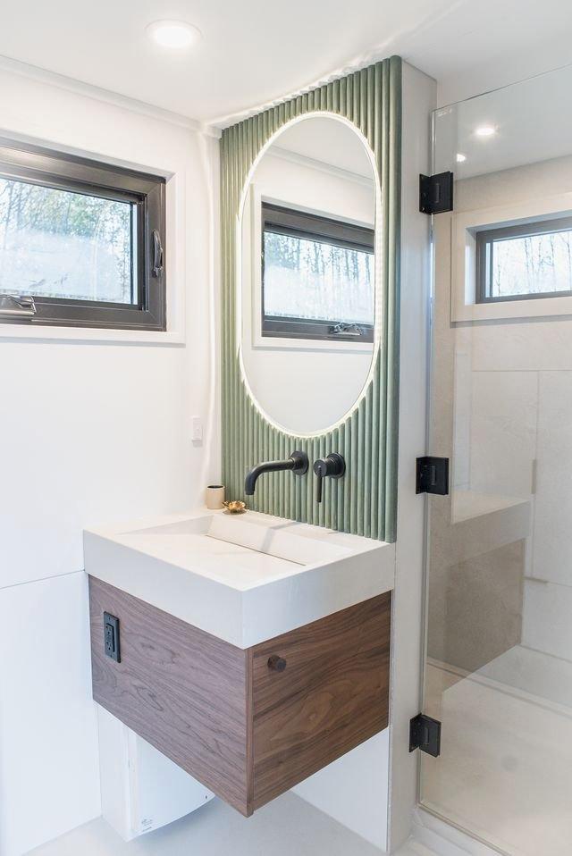 Floating Sink and Oval Mirror - Halcyon Lux by Fritz Tiny Homes