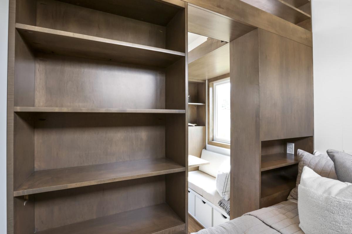 Storage Shelves in Main Floor Bedroom - Mi Casita by Modern Tiny Living