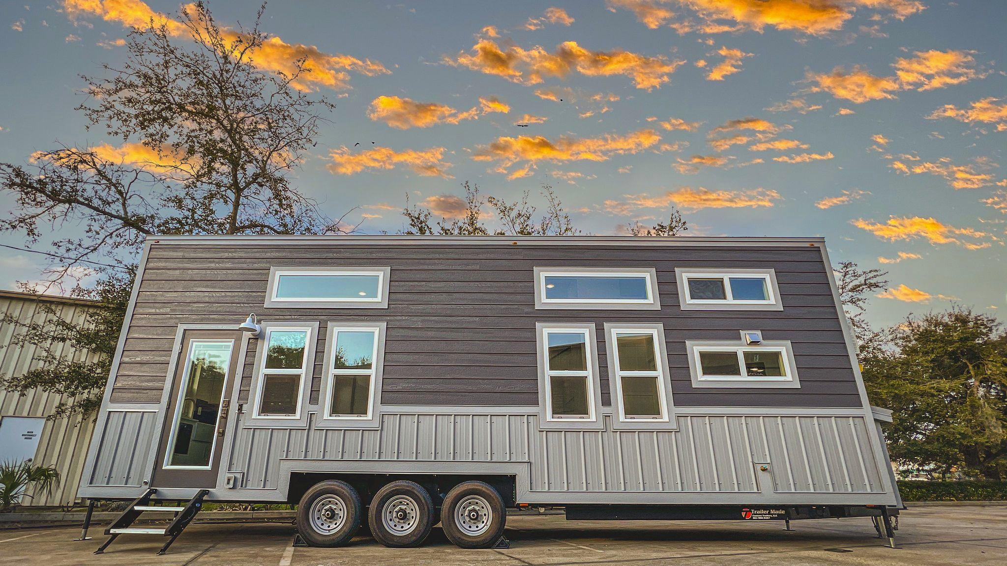 Two Tone Gray Exterior - Kupersmit Tiny House by Movable Roots