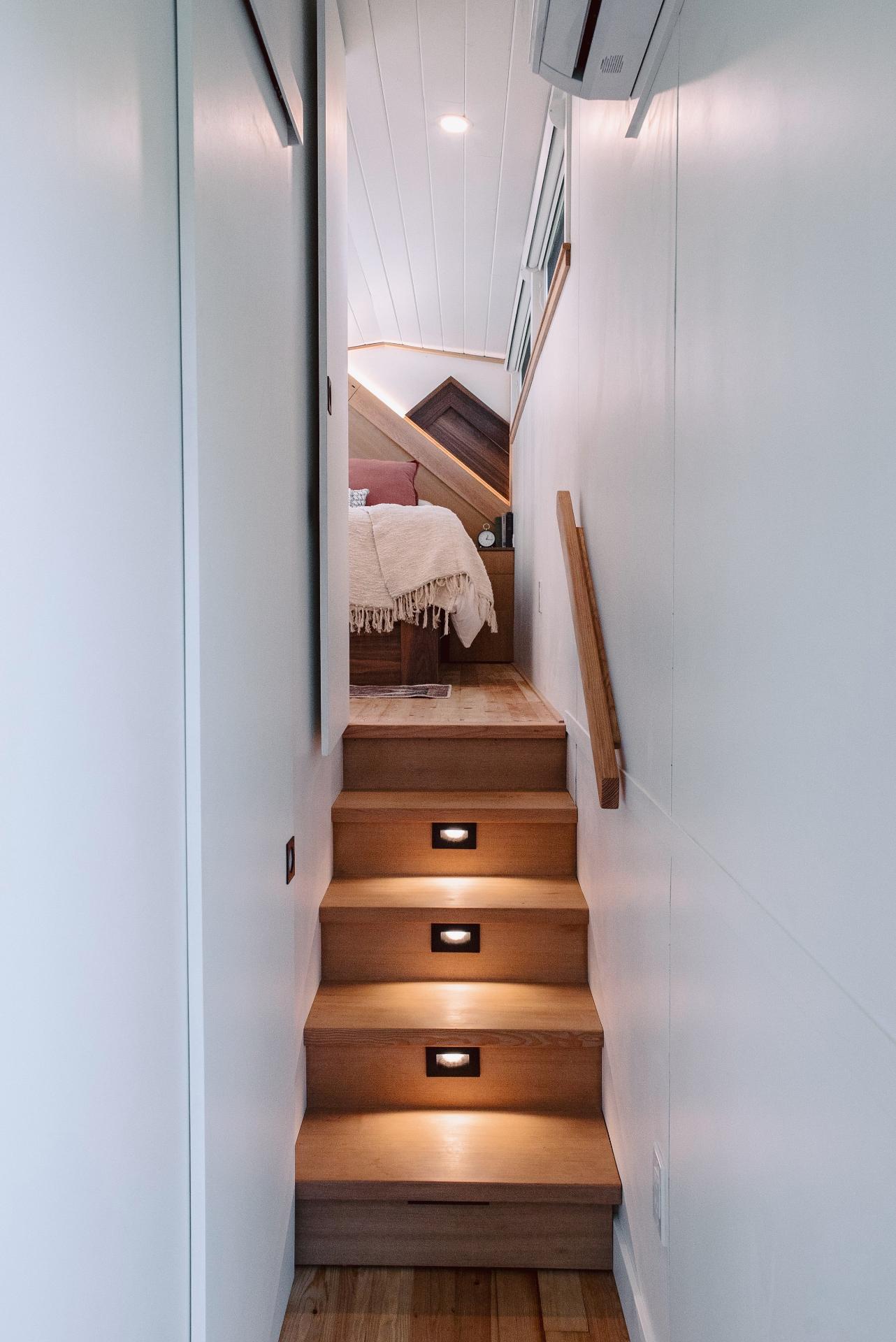 Staircase to Bedroom Over Gooseneck - Macdonald by Fritz Tiny Homes