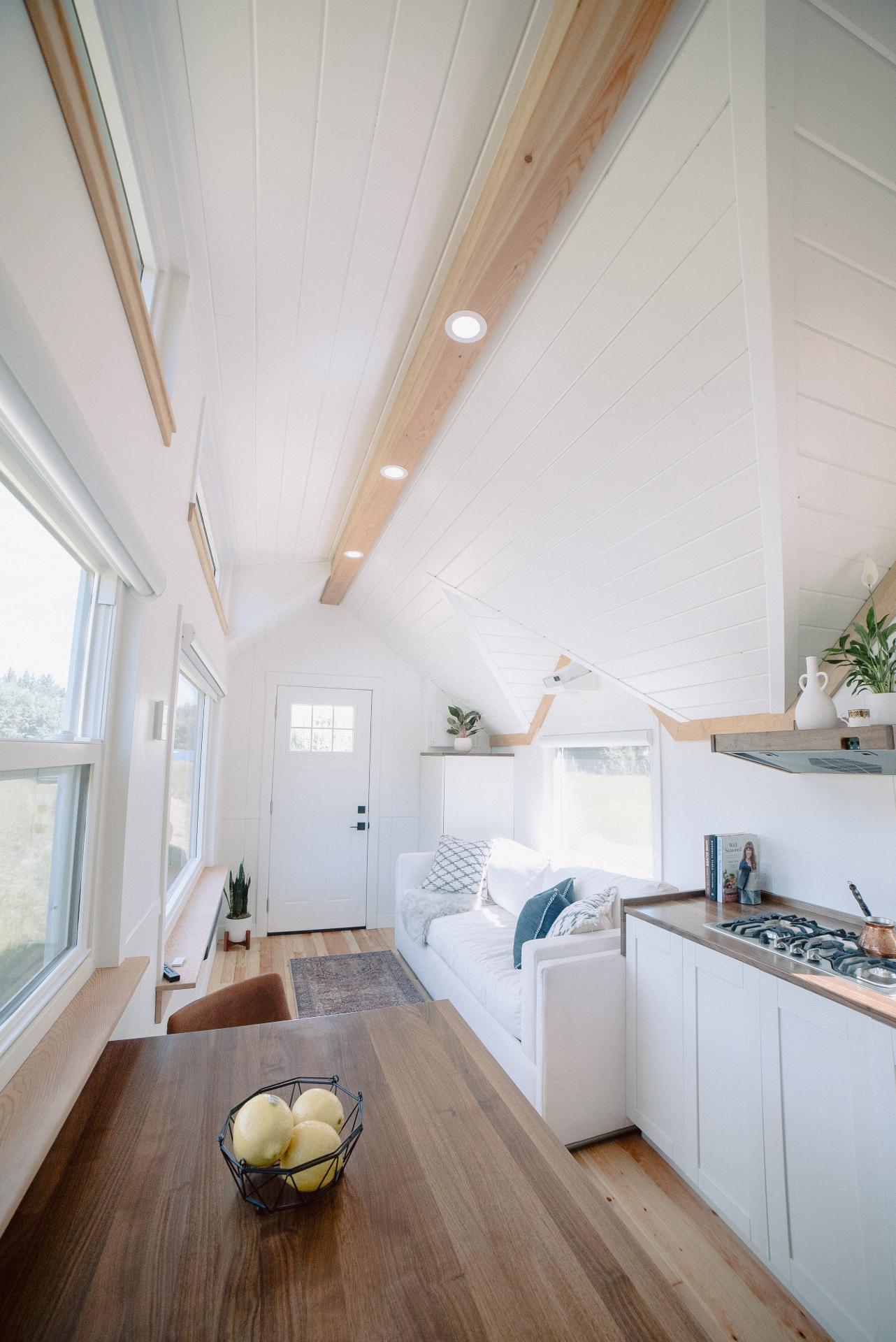 Living Room with White Couch - Macdonald by Fritz Tiny Homes