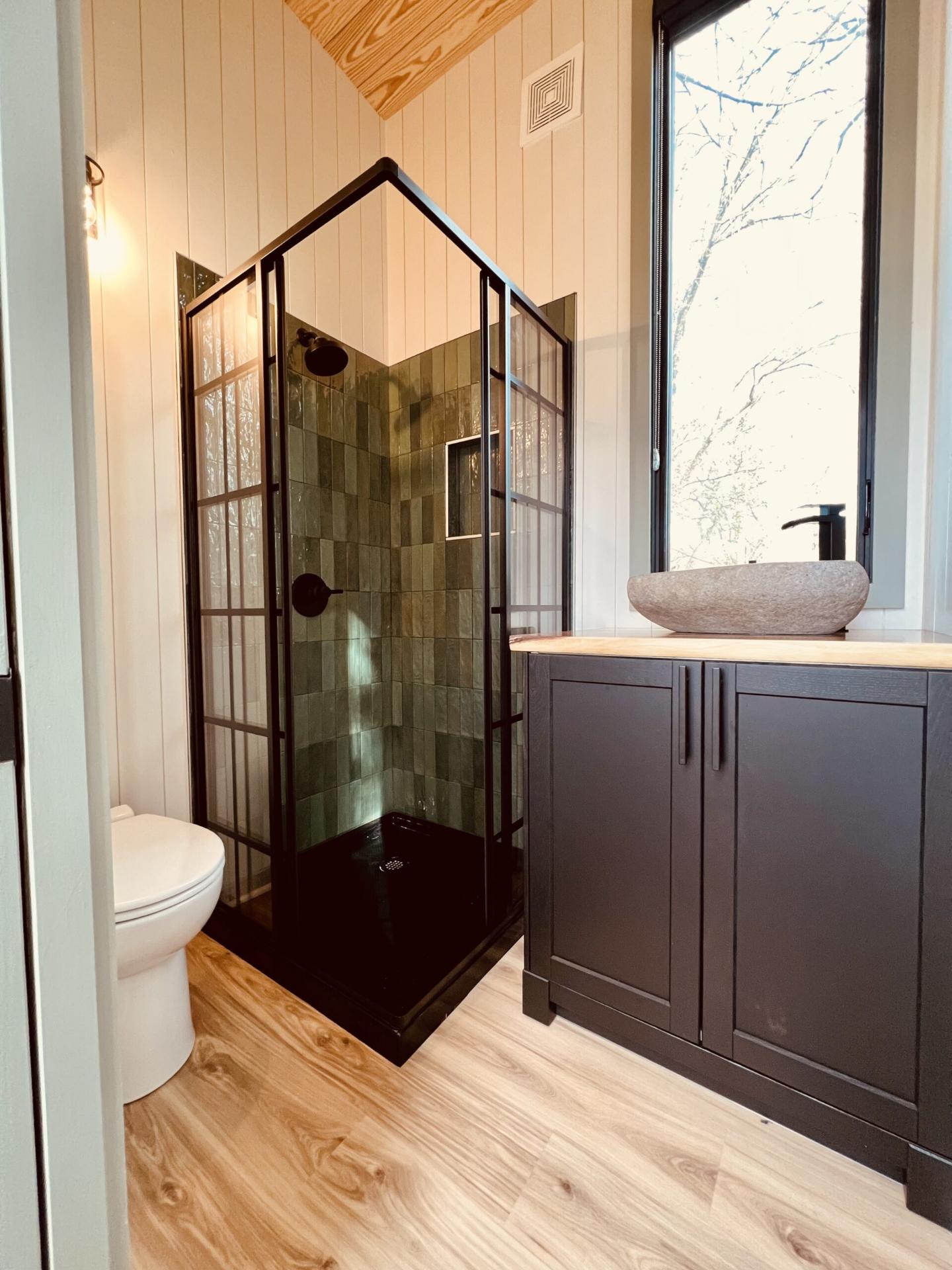 Bathroom with Corner Shower - 2022 Roost36 by Perch & Nest