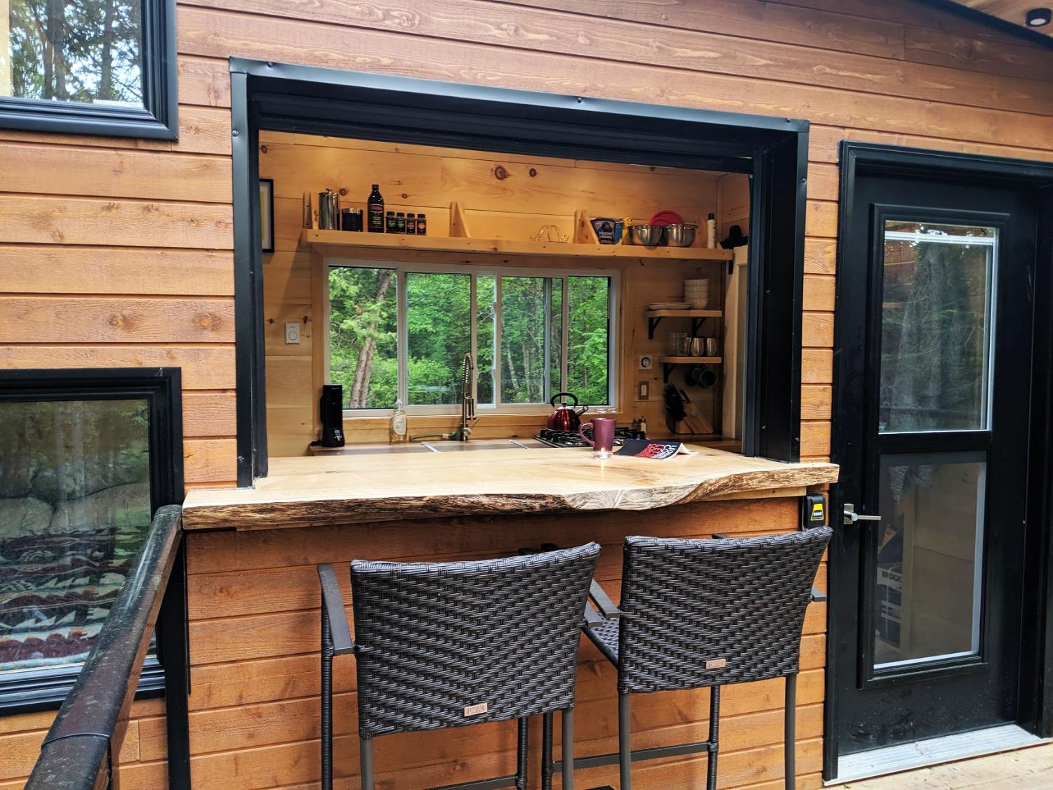 Live Edge Bar with Two Stools - Ember by Cabinscape