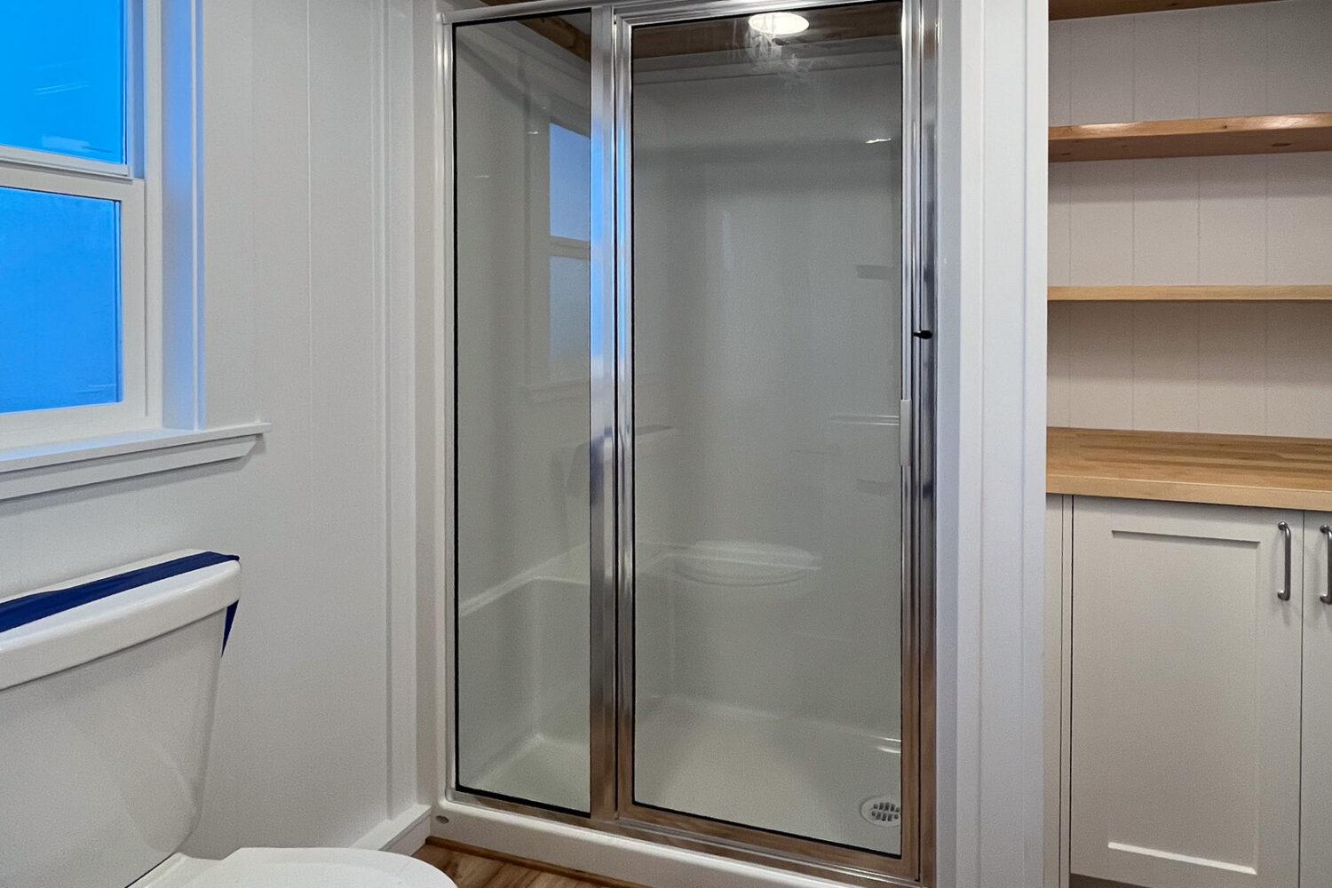 Glass Shower Door - Loft Ruby Edition by Mint Tiny House Company